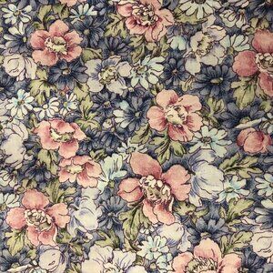 🛒 $28 Quilt Cotton Fabric Material - 4 yard Blue Pink Rose Floral #565-3